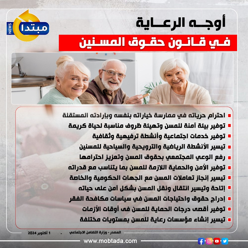 أوجه الرعاية في قانون حقوق المسنين