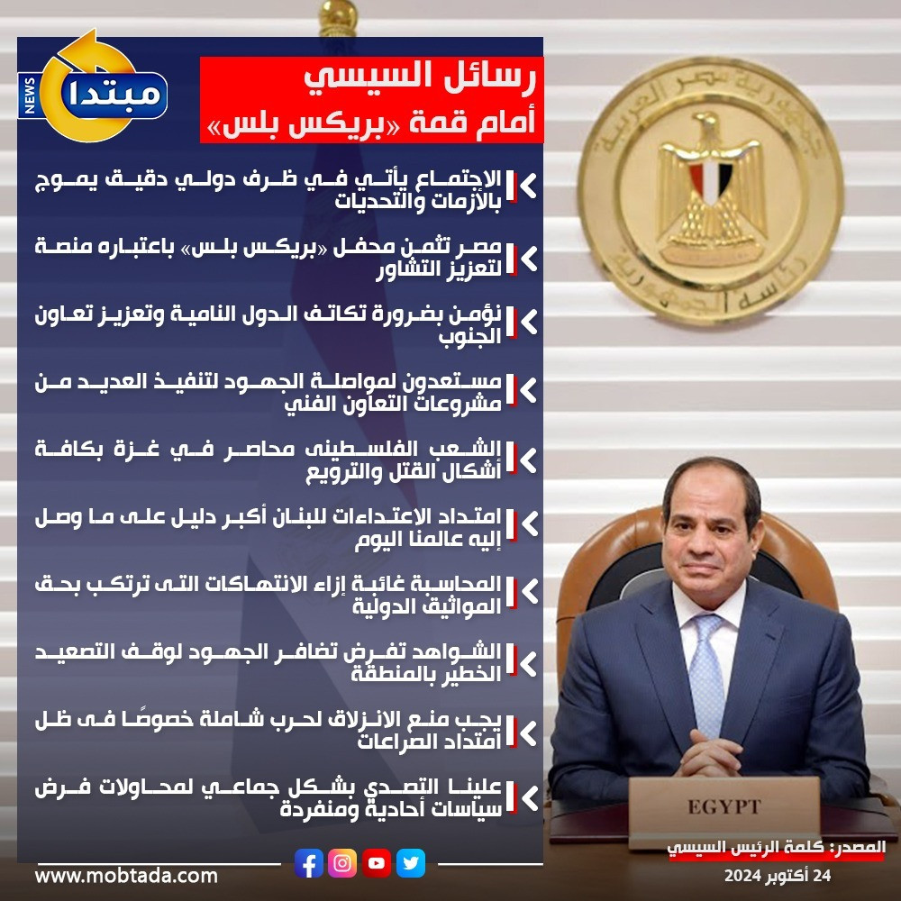 رسائل السيسي أمام قمة «بريكس بلس»