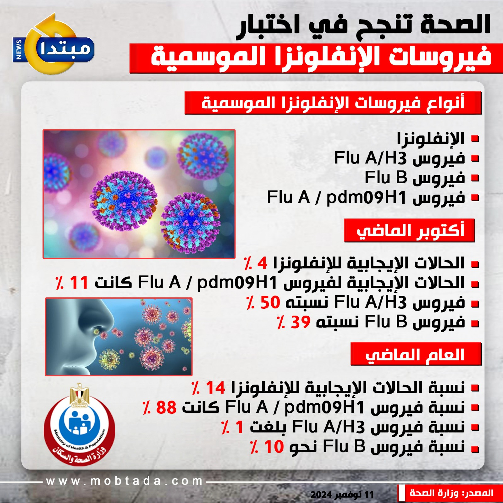 أنواع فيروسات الإنفلونزا الموسمية