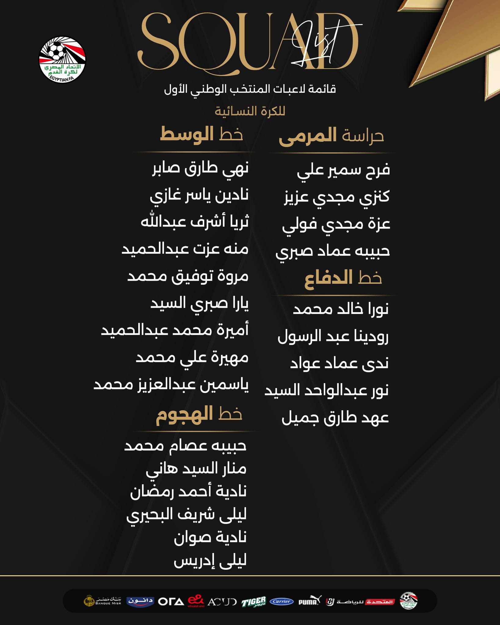 قائمة منتخب السيدات