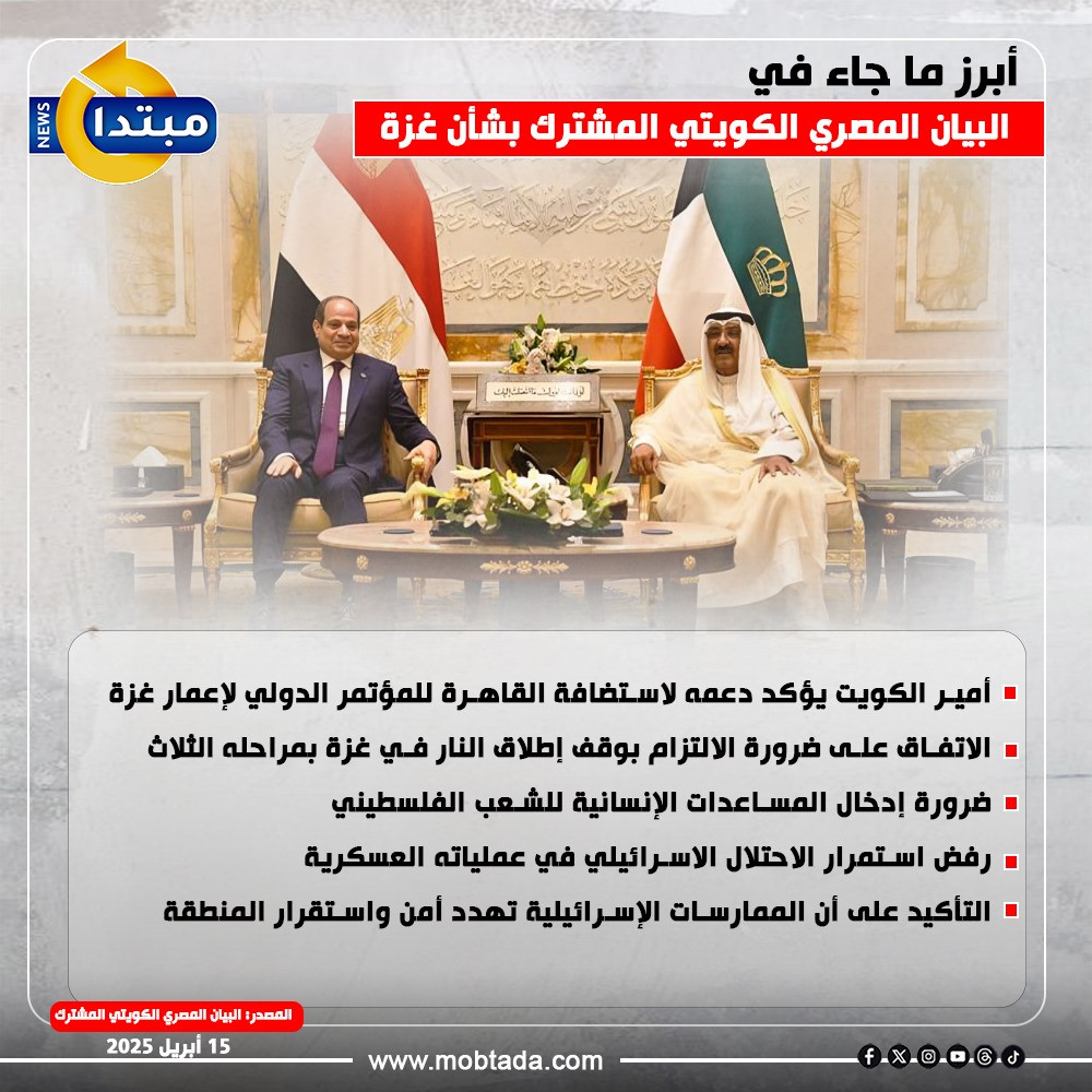 أبرز ما جاء في البيان المصري الكويتي المشترك بشأن غزة