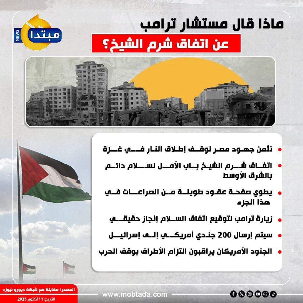 ماذا قال مستشار ترامب عن اتفاق شرم الشيخ