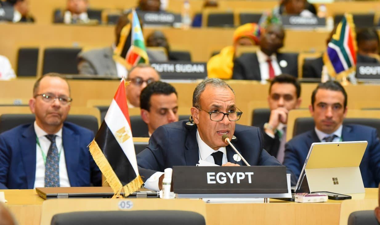 وزير الخارجية المصري يلقي كلمة أمام الاتحاد الإفريقي حول عضوية الاتحاد في مجموعة العشرين