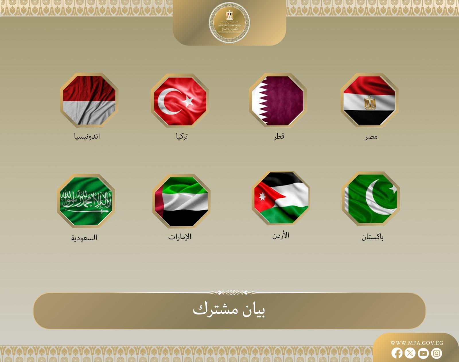 وزراء خارجية 8 دول عربية وإسلامية يرفضون أي سيادة لإسرائيل على القدس ومقدساتها