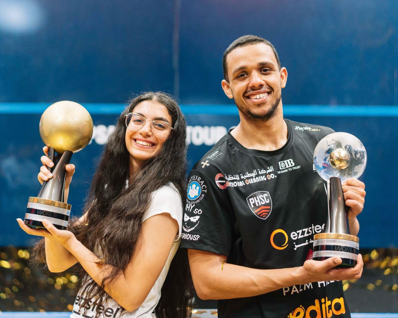 وزير الرياضة يهنئ أمينة عرفي ومصطفى عسل بعد حصد بطولة العالم للإسكواش